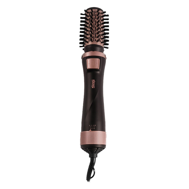 سشوار برس‌دار چرخشی 2700 وات دی اس پی مدل 50063A، موتور DC، وزن 500 گرم، المنت سرامیک، دارای سری متمرکز‌کننده باریک، متمرکز‌کننده پهن، سری برس‌دار تخت با ویژگی فرکنندگی، صاف‌کنندگی، حجم‌دهندگی، با قابلیت باد سرد، سیم گردان