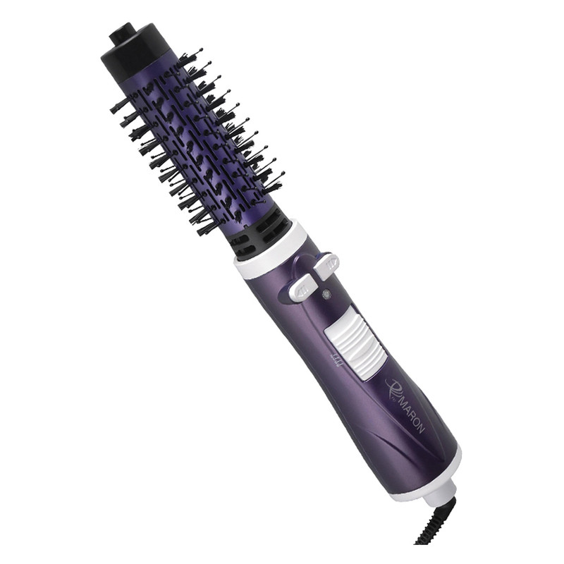 سشوار برس‌دار چرخشی 1000 وات پرومارون مدل RL-8814، موتور DC، وزن 480 گرم، المنت فلز، با قابلیت باد سرد، فناوری تولید یون، سیم گردان