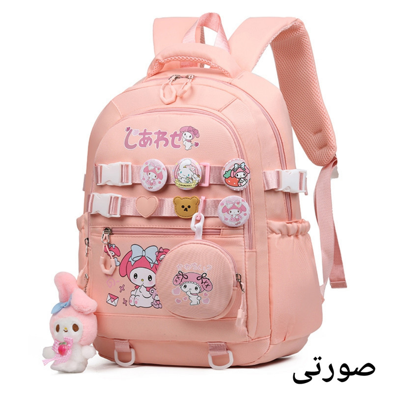 کوله پشتی مدرسه مدل فانتزی ملودی پیکسل دار کد 20271 به همراه آویز