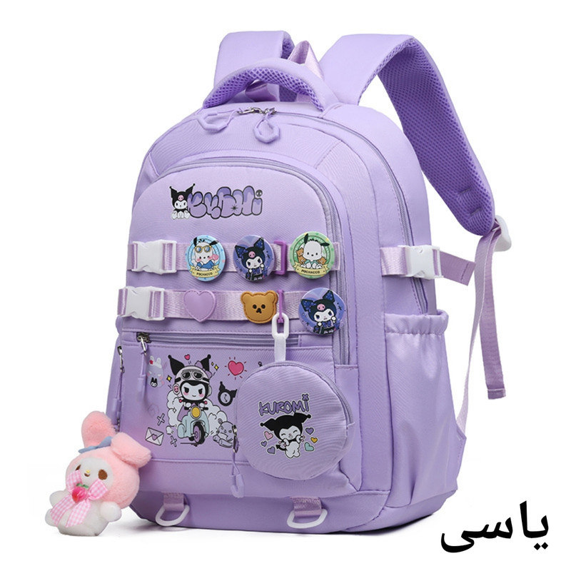 کوله پشتی مدرسه مدل فانتزی کرومی پیکسل دار کد 20271 به همراه آویز