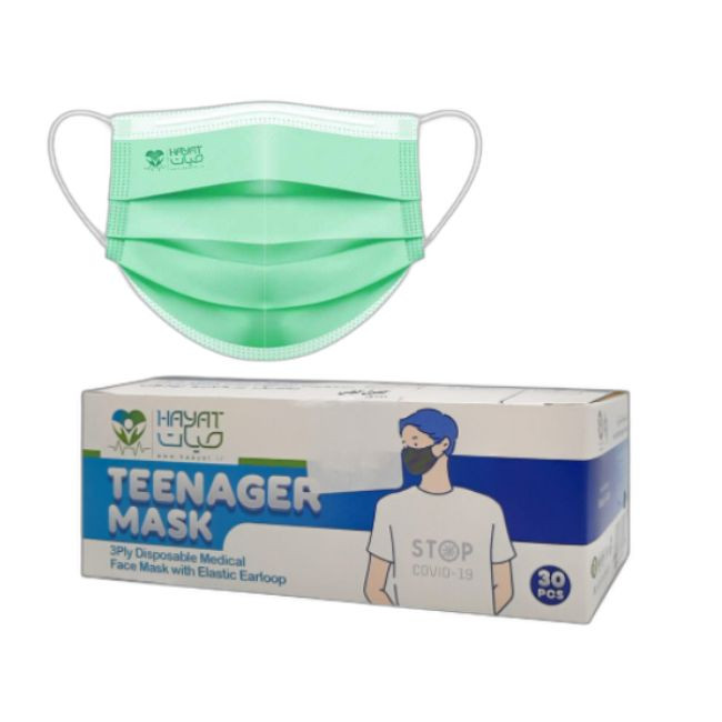 ماسک تنفسی حیات پوشش پاک مدل سه لایه نوجوان بسته 30 عددی