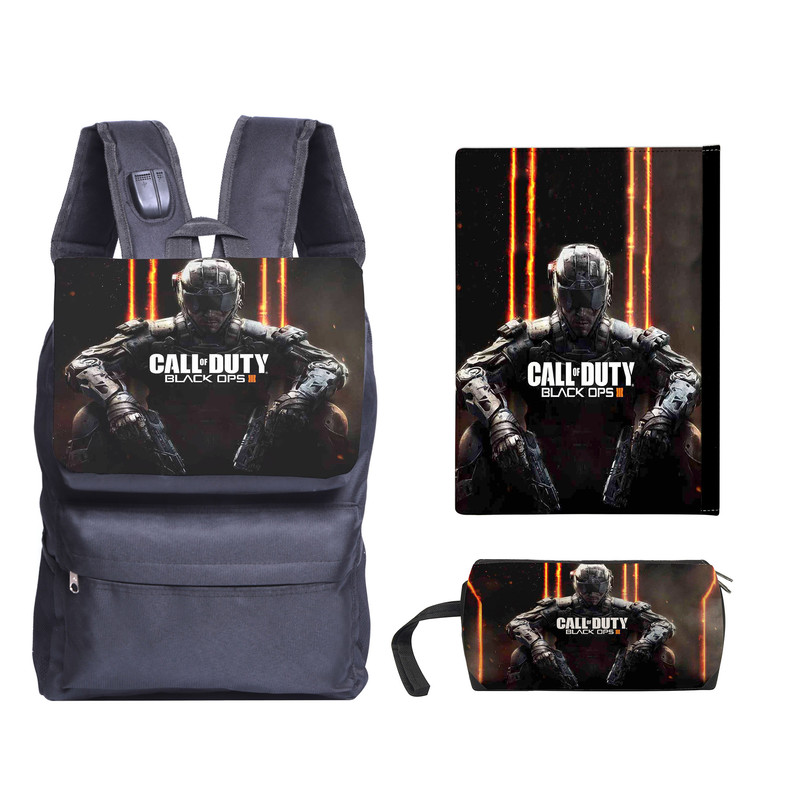 کوله پشتی طرح call of duty کد kjk41 به همراه جامدادی و کلاسور