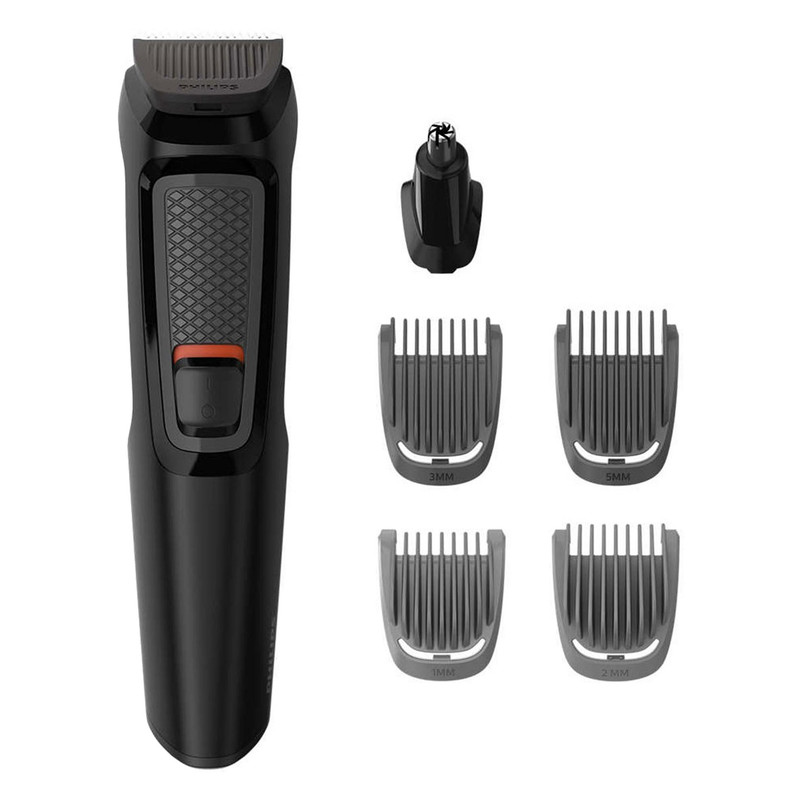 ماشین اصلاح موی سر و صورت فیلیپس مدل MG3710/15 با تیغه استیل ضد زنگ خودتیزشونده، باتری قابل شارژ با 60 دقیقه استفاده بی‌سیم، طراحی ارگونومیک و قابلیت اصلاح خط زن و حجم زن همراه با تریمر گوش و بینی