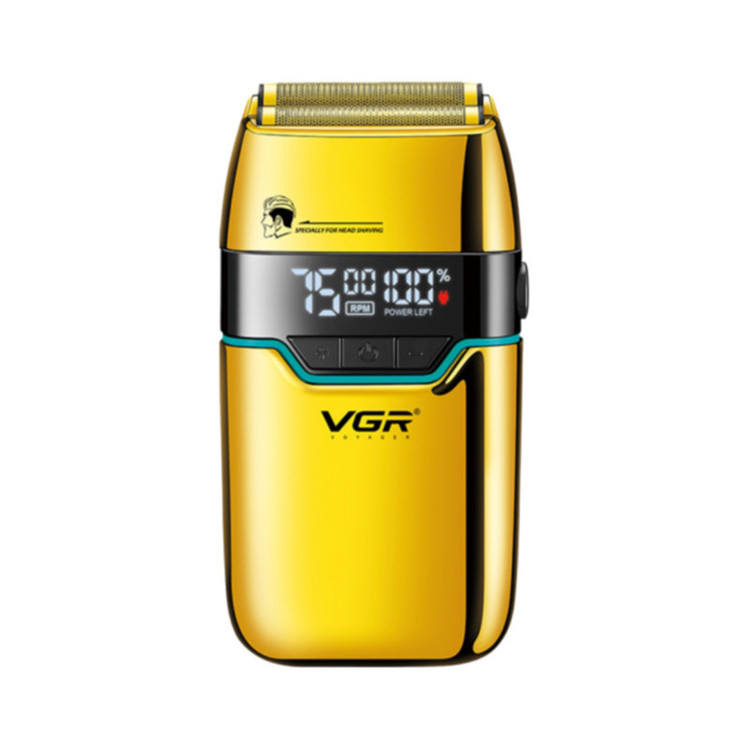 ماشین اصلاح موی صورت شارژی وی جی ار مدل V-350 با تیغه تیتانیوم، اصلاح صفر میلیمتر، باتری لیتیومی 1200 میلیآمپر، نمایشگر LED و قابلیت استفاده خشک و مرطوب
