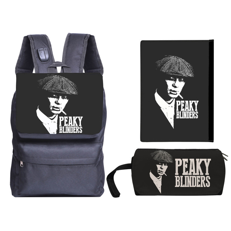 کوله پشتی طرح tommy shelbi peaky blinders کد kjk21 همراه جامدادی و کلاسور