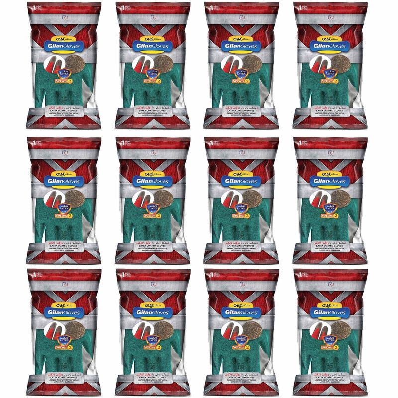 دستکش ایمنی دستکش گیلان مدل Latex.L.s2 مجموعه 12 عددی