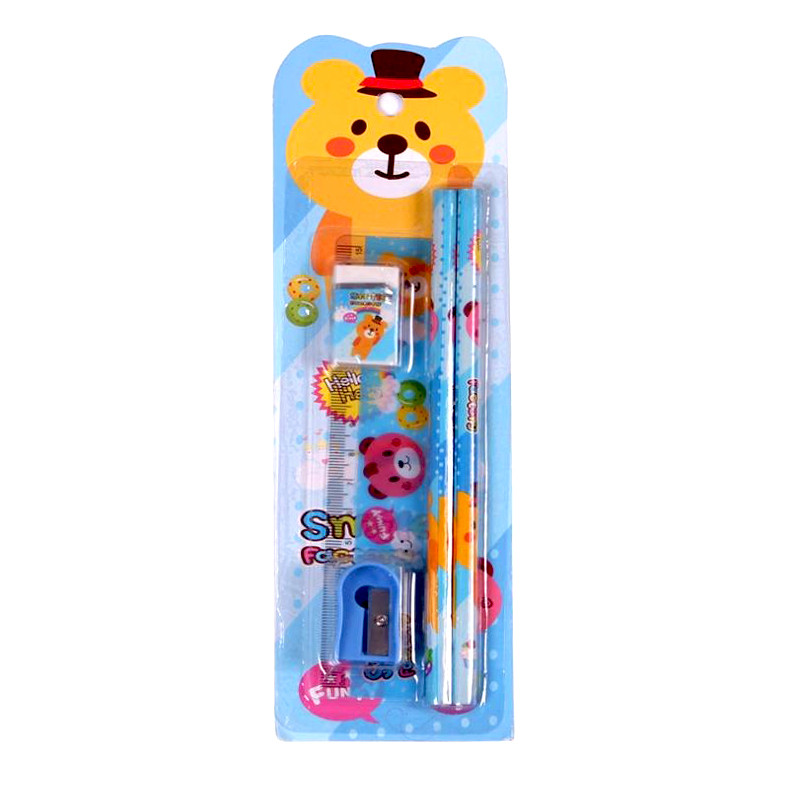 بسته لوازم تحریر مدل خرس طرح Smile Factory کد S-05 مجموعه 5 عددی