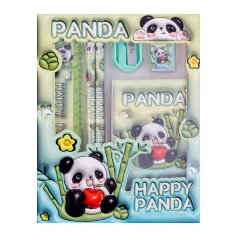 بسته لوازم تحریر مدل Happy Panda بسته 6 عددی