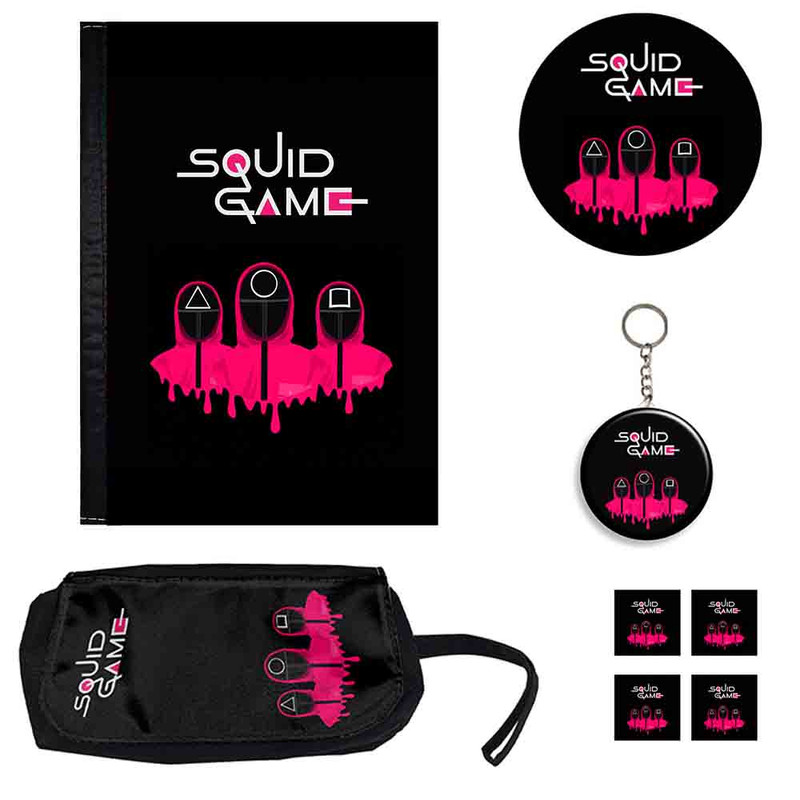 ست لوازم التحریر طرح اسکویید گیم مدل Squid Game کد 02 بسته 8 عددی