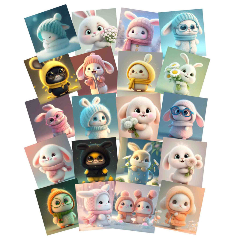 کارت پستال طرح Bunnies مدل بولت ژورنال مجموعه 20 عددی