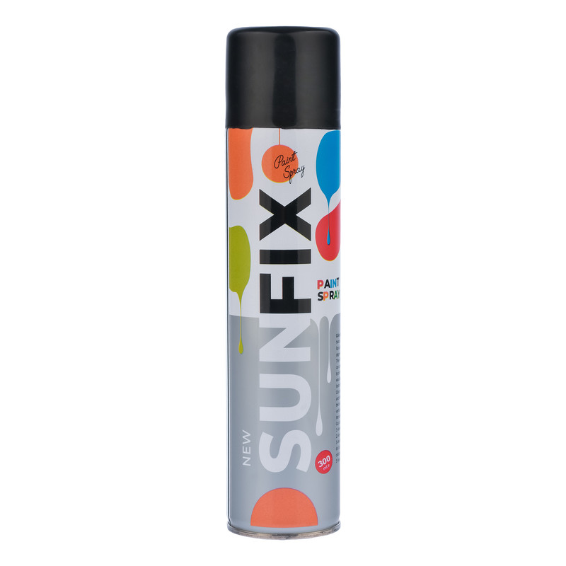 اسپری رنگ مشکی براق سانفیکس کد Shine-BL300 حجم 300 میلی لیتر
