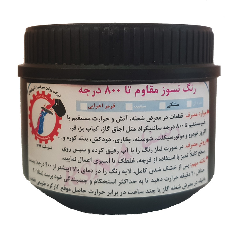 رنگ نسوز محافظ و عایق حرارتی نقره ای مات رسنا کد R-SM800 وزن 500 گرم