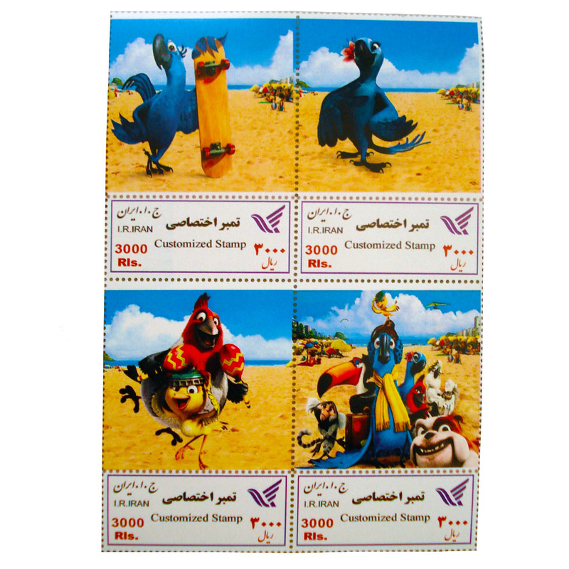 تمبر یادگاری سری کارتونی مدل RIO مجموعه 4 عددی