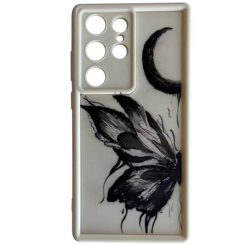 کاور مدل فانتزی طرح پروانه و ماه مناسب برای گوشی موبایل سامسونگ Galaxy S23 Ultra