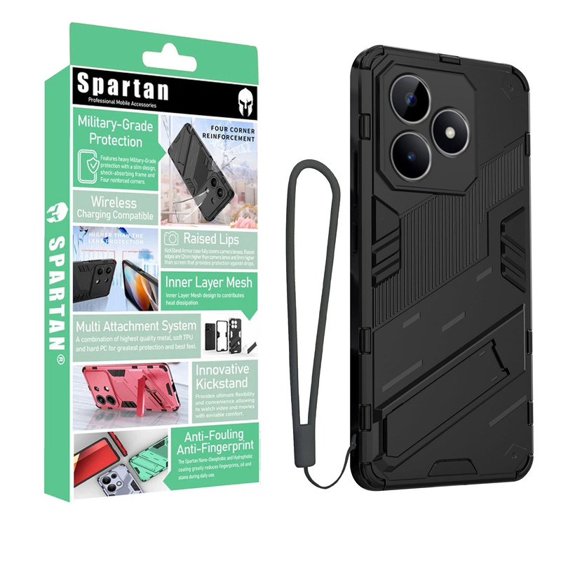 کاور اسپارتان مدل Bibercas Strap مناسب برای گوشی موبایل ریلمی Realme C63 4G/ C61 4G به همراه بندآویز