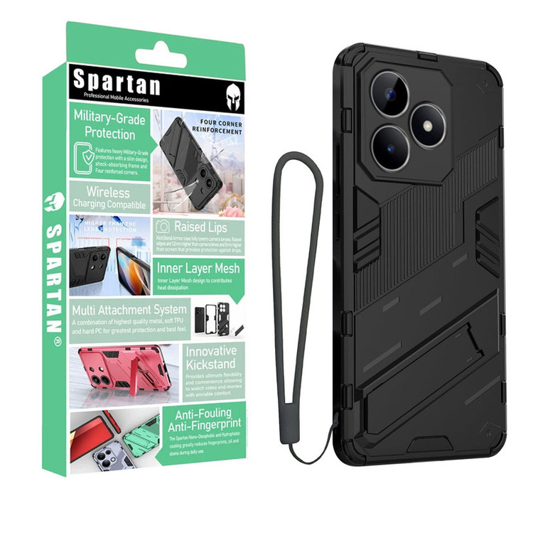 کاور اسپارتان مدل Bibercas Strap مناسب برای گوشی موبایل ریلمی Realme C63 4G/ C61 4G به همراه بندآویز