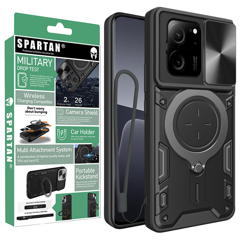 کاور اسپارتان مدل Magnet Ring Strap مناسب برای گوشی موبایل شیائومی Xiaomi 12T/ 12T Pro به همراه بند آویز