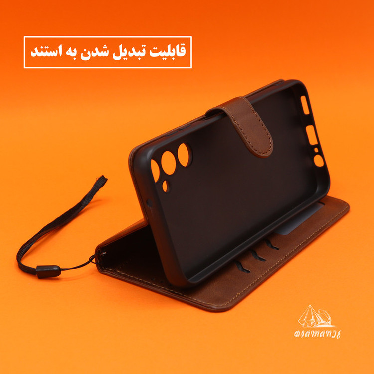 کیف کلاسوری دیامانته مدل Bandaviz Bk مناسب برای گوشی موبایل سامسونگ Galaxy A16 به همراه بندآویز