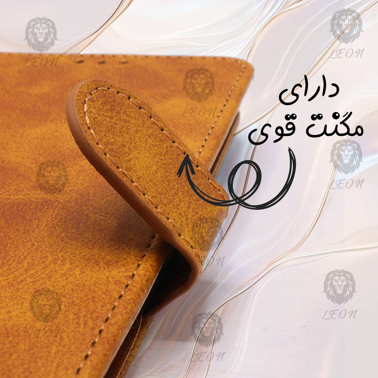کیف کلاسوری لئون مدل Grigio مناسب برای گوشی موبایل شیائومی Redmi 14C به همراه بند آویز