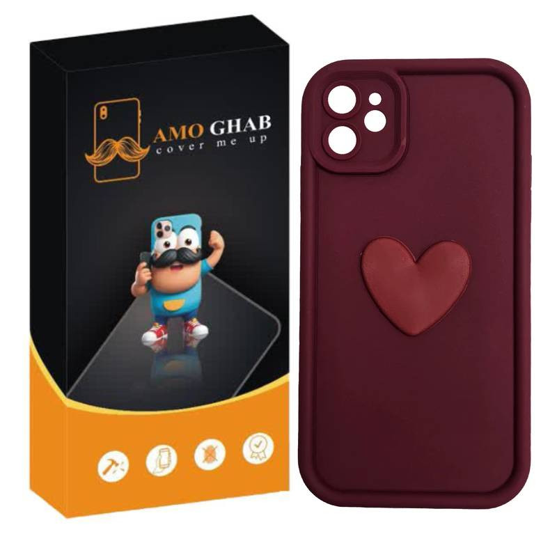 کاور عمو قاب مدل سیلیکونی سولید طرح قلب مناسب برای گوشی موبایل اپل  iPhone 12