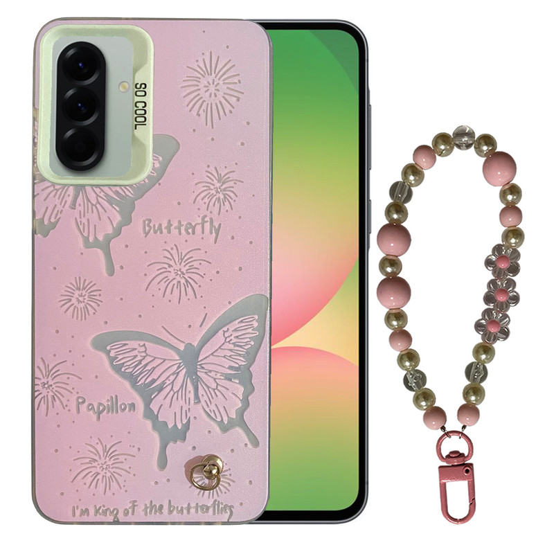 کاور مدل SO COOL طرح پروانه کد SC01 مناسب برای گوشی موبایل سامسونگ Galaxy A56 به همراه بند آویز