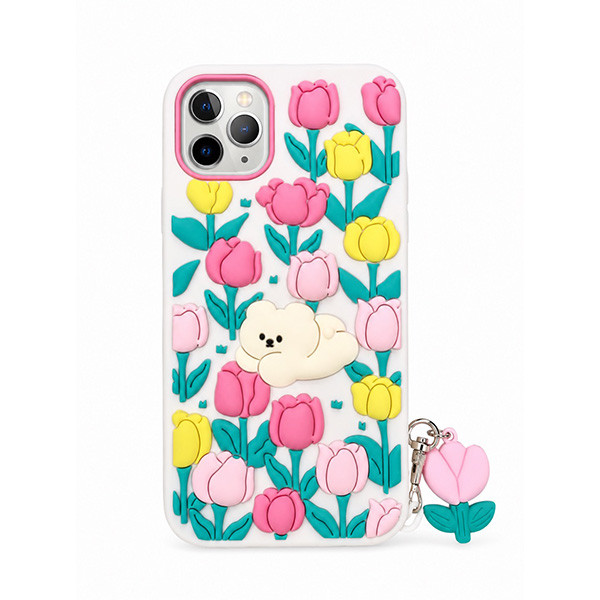 کاور طرح گل و خرس مناسب برای گوشی موبایل اپل iPhone 11 Pro Max به همراه بندآویز