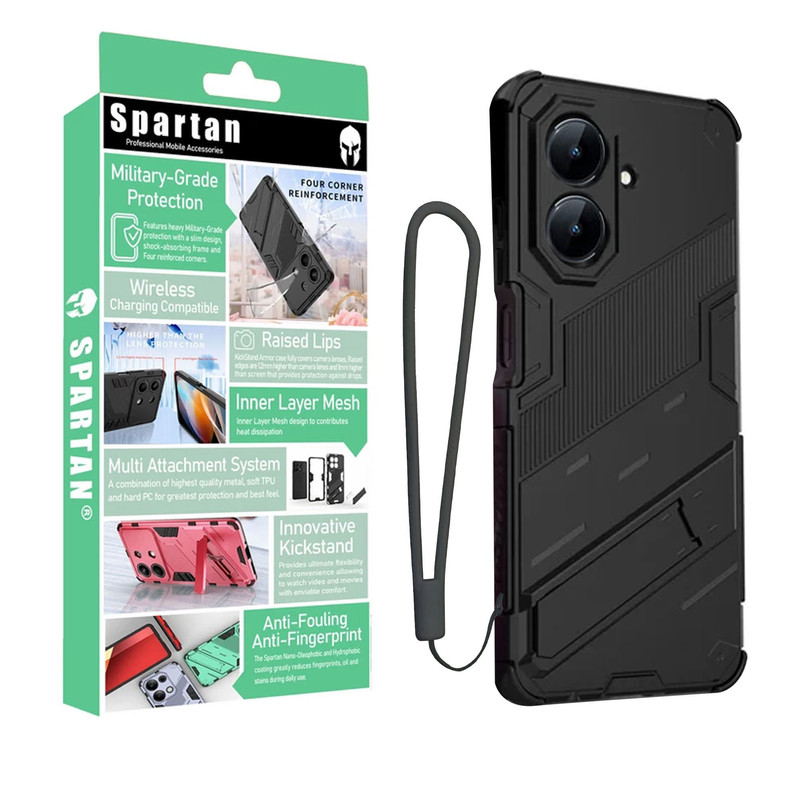 کاور اسپارتان مدل Bibercas Strap مناسب برای گوشی موبایل ریلمی Realme Note 60x/ Note 60 به همراه بندآویز