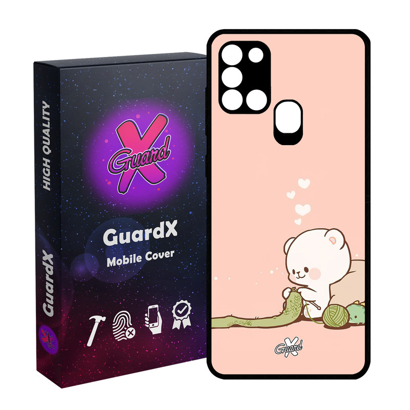 کاور گارد ایکس طرح خرس 2 مدل Glass10489 مناسب برای گوشی موبایل سامسونگ Galaxy A21s