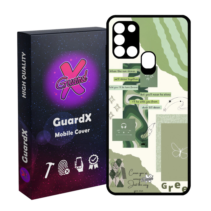 کاور گارد ایکس طرح سبز مدل Glass10650 مناسب برای گوشی موبایل سامسونگ Galaxy A21s