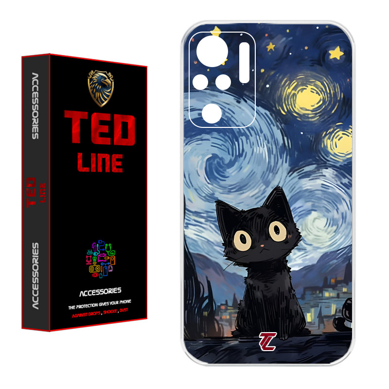 کاور تدلاین طرح گربه سیاه کد 1147 مناسب برای گوشی موبایل شیائومی Redmi Note 10 4G / Note 10S / Poco M5S
