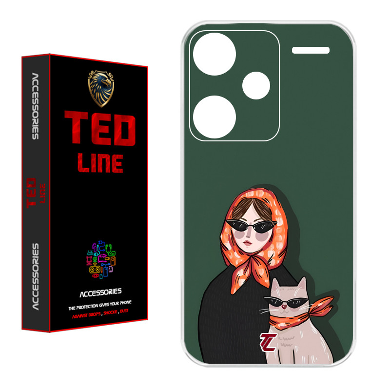 کاور تدلاین طرح دختر و گربه کد 1143 مناسب برای گوشی موبایل شیائومی Redmi Note 13 Pro Plus