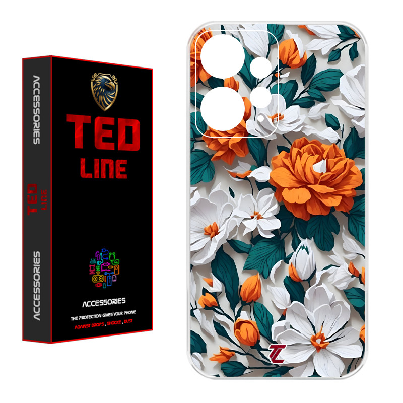 کاور تدلاین طرح گل نارنجی کد 1229 مناسب برای گوشی موبایل شیائومی Redmi Note 12 4G