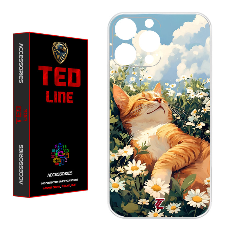 کاور تدلاین طرح گربه نارنجی کد 1140 مناسب برای گوشی موبایل اپل Iphone 13 Pro
