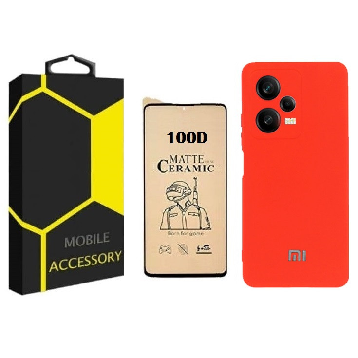 کاور مدل silicon مناسب برای گوشی موبایل شیائومی Poco X5  به همراه محافظ صفحه نمایش