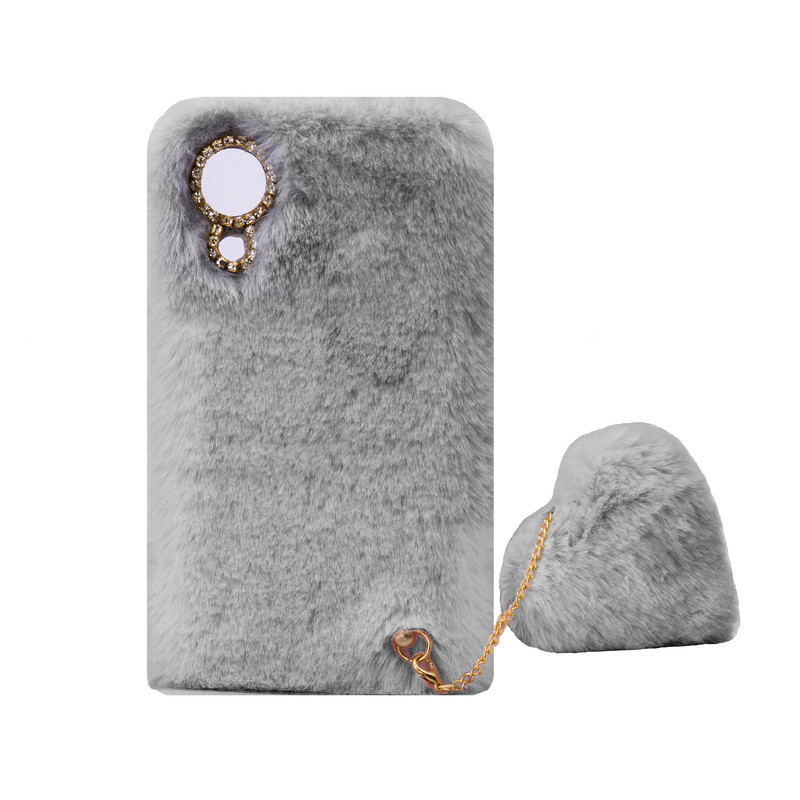 کاور طرح دخترانه مدل خزدار پشمالو مناسب برای گوشی موبایل سامسونگ Galaxy A03 Core به همراه آویز قلب