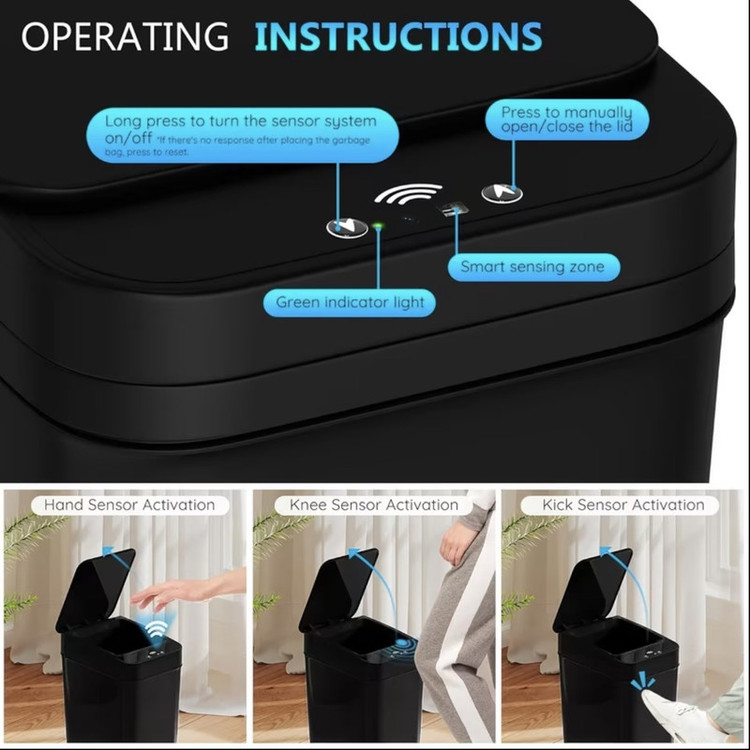 سطل زباله لمسی هوشمند مدل Touchless گنجایش ۱۱.۵ لیتر