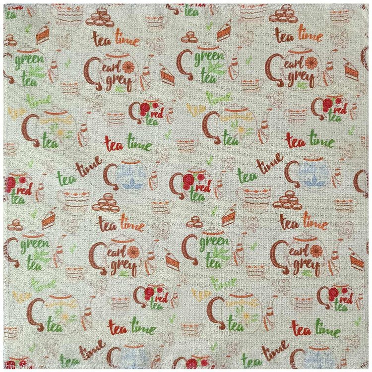 دستمال نظافت آشپزخانه بی تی مدل میکروفایبر طرح ملزومات چای کد 30x30W223