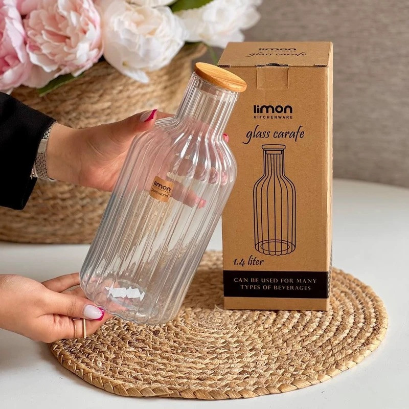بطری آب لیمون مدل در چوبی کد RD4 گنجایش 1/4 لیتر