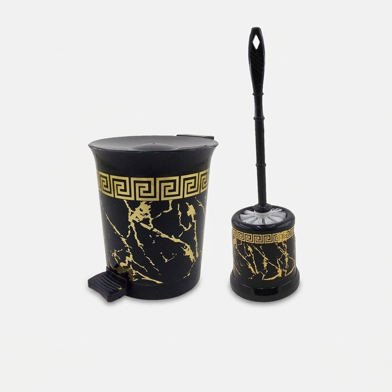 ست سطل زباله و فرچه مدل ماربل کد 05