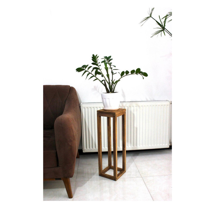 استند گلدان چوب روسی مدل M1410 با پایه 3x3 و صفحه یکتکه 20x20، ارتفاع 60 سانتیمتر و وزن 1000 گرم