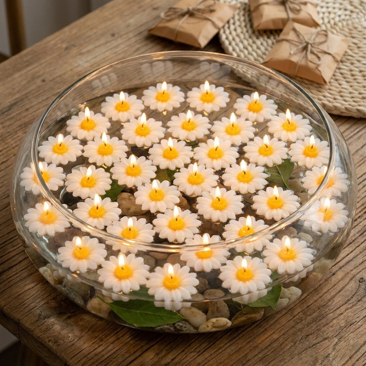 شمع شناور مدل بابونه مجموعه ۱۰۰ عددی