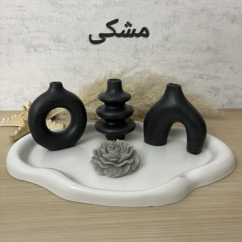 گلدان بتنی مدل دونات، پافیلی و آبشاری مینیمال بسته 3 عددی