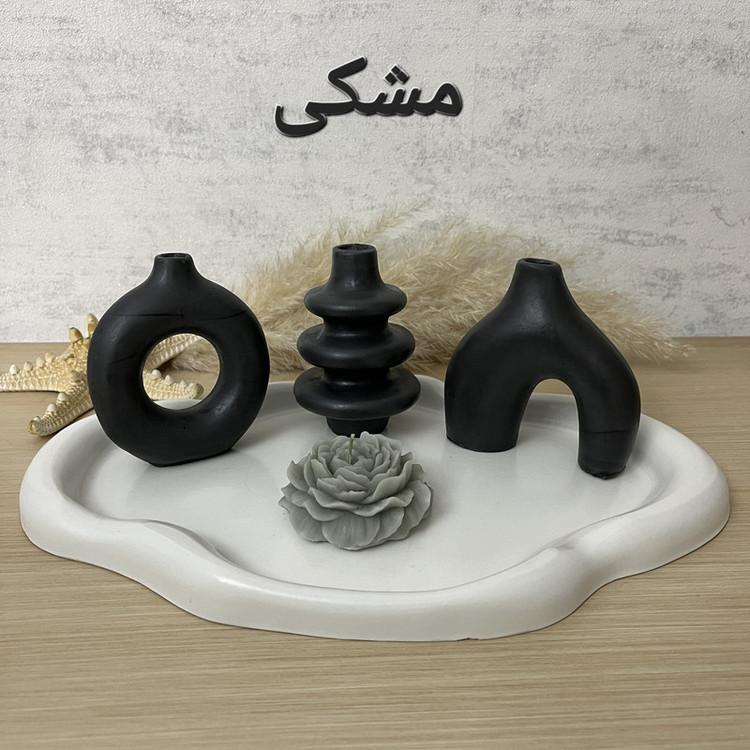 گلدان بتنی مدل دونات، پافیلی و آبشاری مینیمال بسته 3 عددی