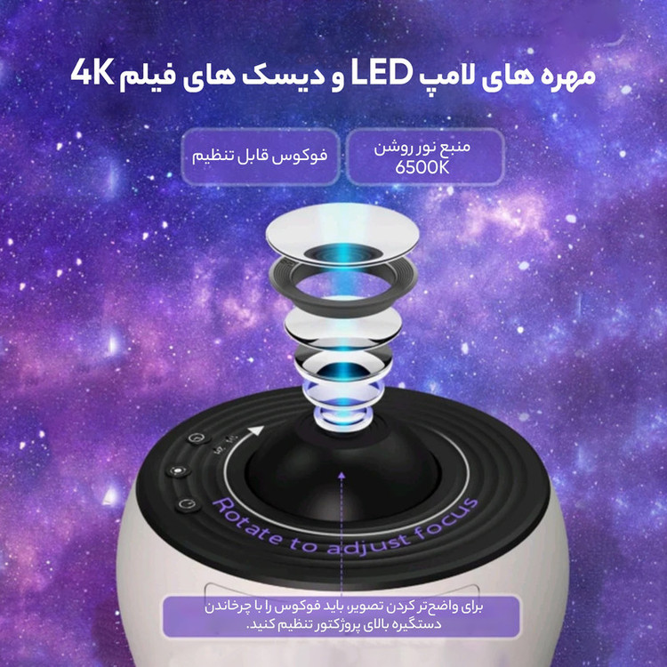 چراغ خواب مدل Galaxy Projector طرح منظومه شمسی