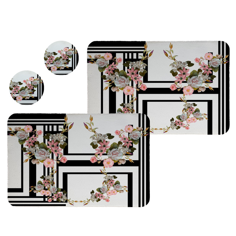 زیربشقابی طرح گل کد 5208 مجموعه 2 عددی به همراه زیر لیوانی