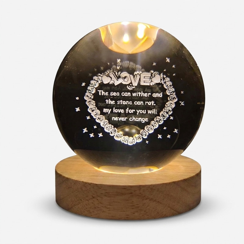 چراغ خواب طرح گوی کریستال مدل قلب لاو کد 300