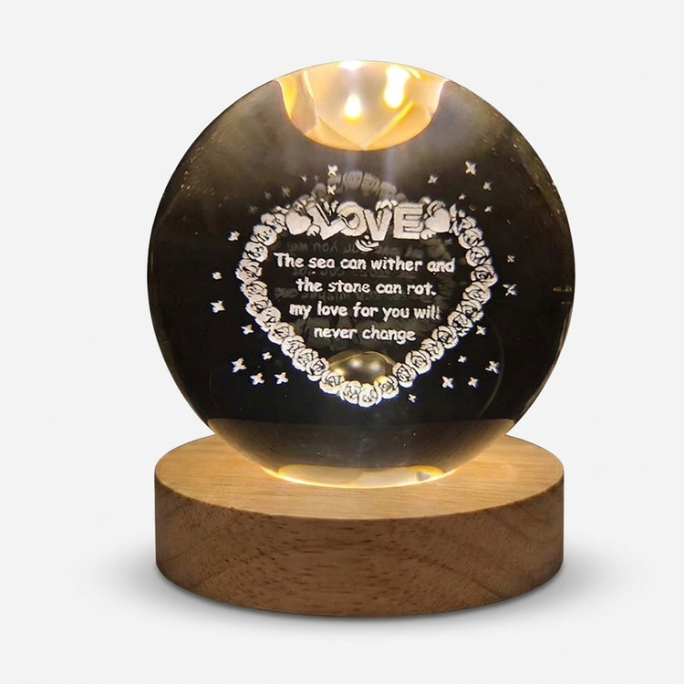 چراغ خواب طرح گوی کریستال مدل قلب لاو کد 300