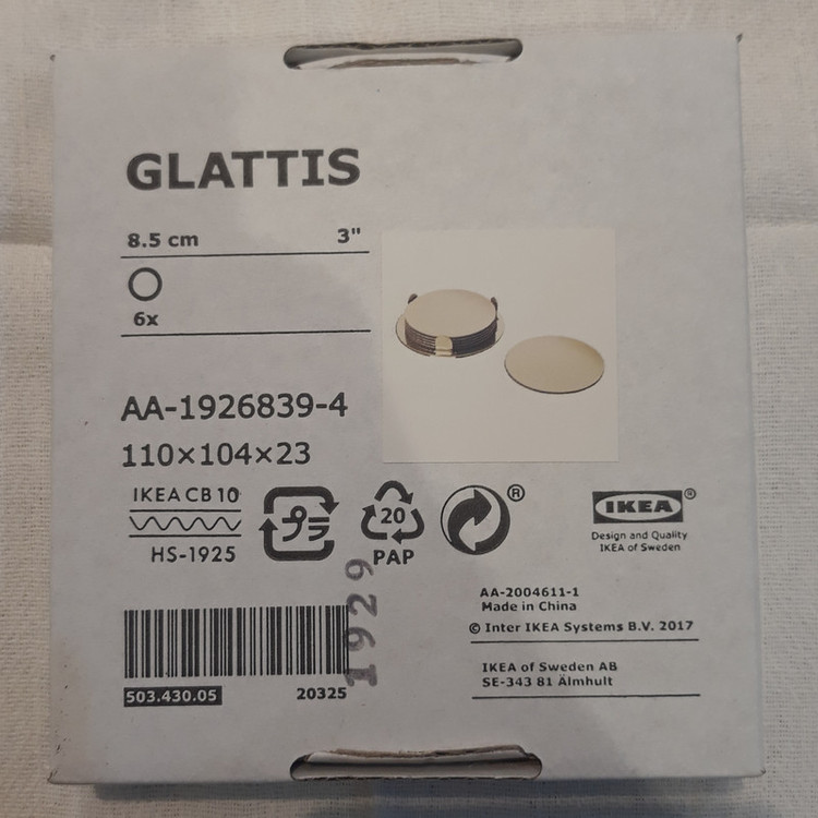 زیر لیوانی ایکیا مدل GLATTIS بسته ۶ عددی