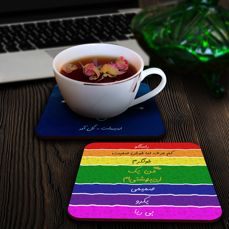 زیر لیوانی لوکسینو مدل ماه تولد طرح اردیبهشت مجموعه 2 عددی