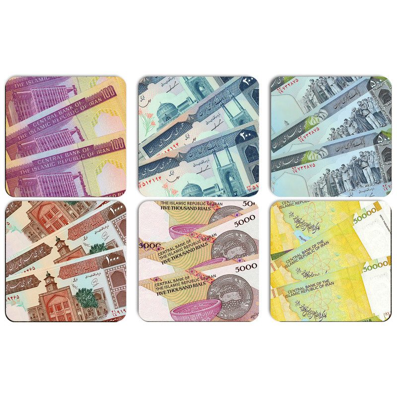 زیرلیوانی ژیوار طرح اسکناس ایرانی بسته 6 عددی